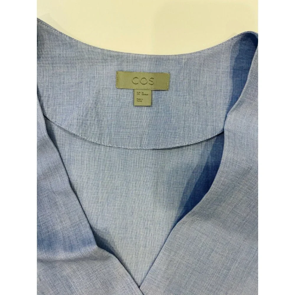 COS Blue Short Sleeve Cotton Wrap Pocket Dress Size EUR 34 - Picture 9 of 12